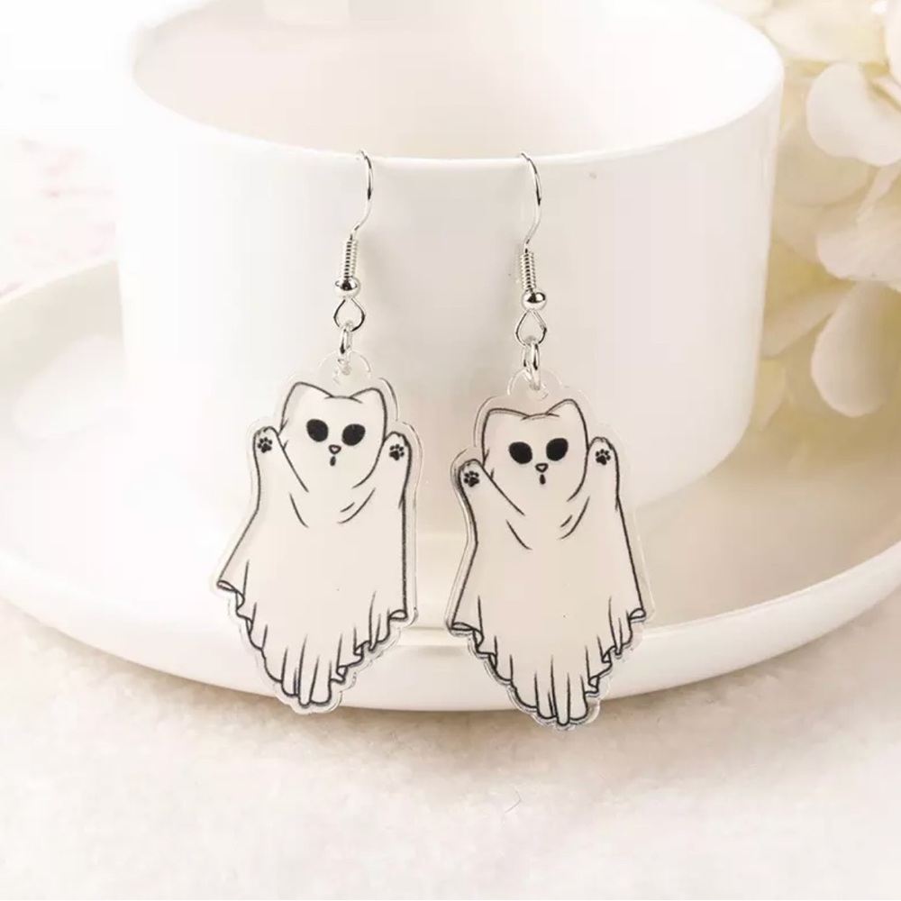 🍒🍒 Spooky Cat Dangle Earrings